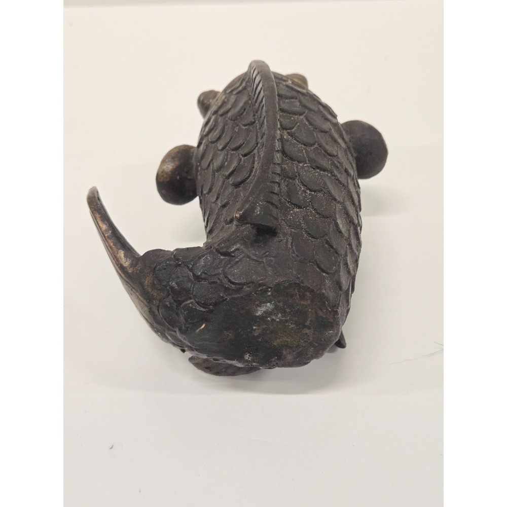 Vtg Bronze Koi Fish Sculpture Vase - Picture 6 of 12